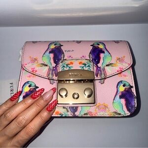 Furla Pink Crossbody Bag with Bird Design